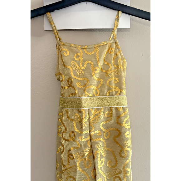 Barbie the Movie Gold Disco Jumpsuit Halloween Costume Girls Small 4-6 New - Picture 4 of 6